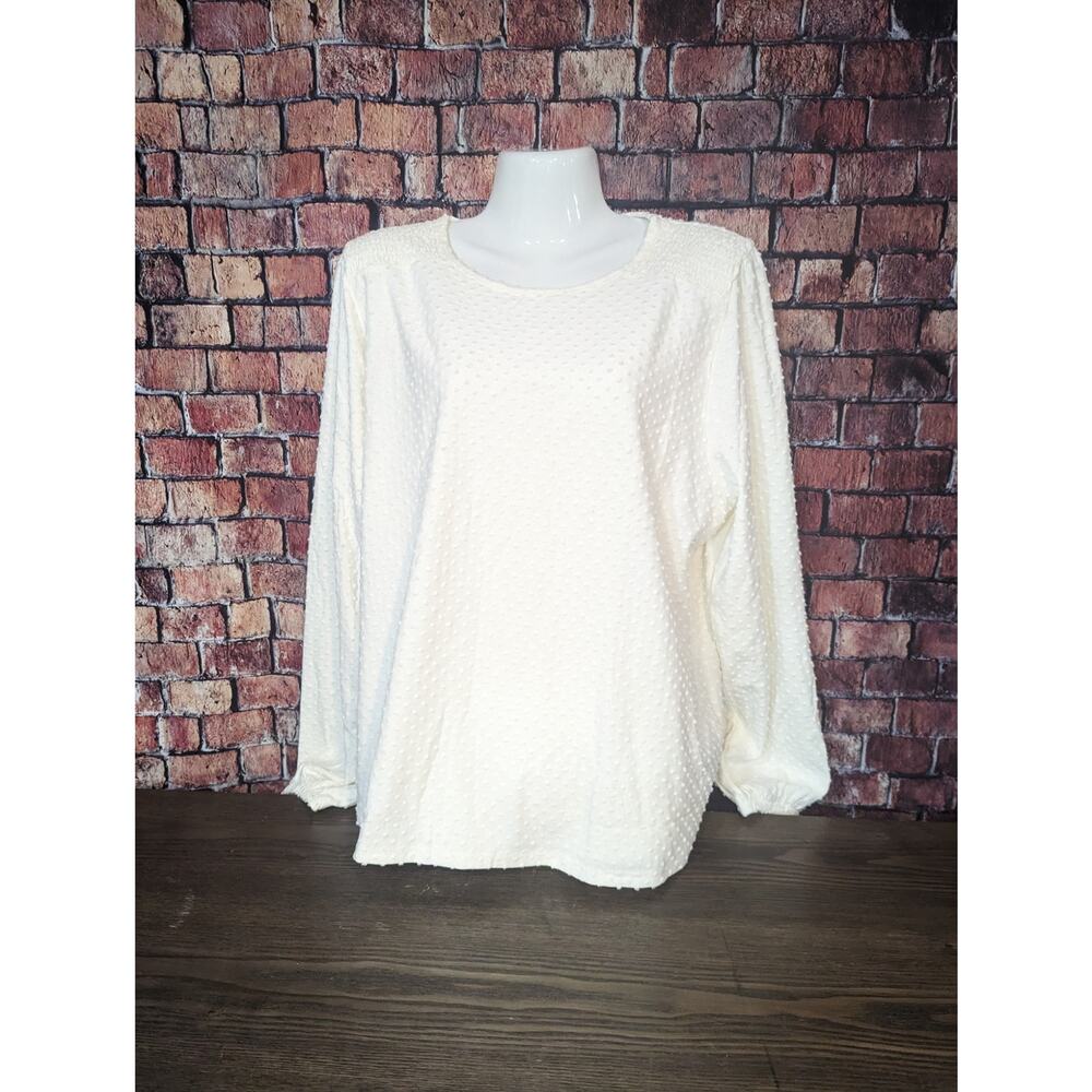 NWT J.Crew Long Sleeve Clip Dot Top Ivory Size XXL